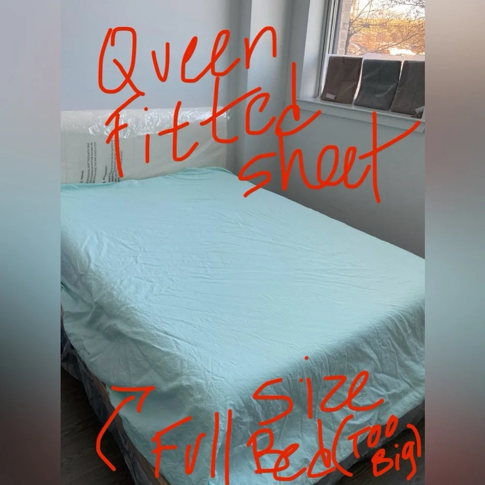 🍒Hill House Home Linen 2021 Duvet+Fitted Sheet+2 Pillowcases Queen/Seafoam Green